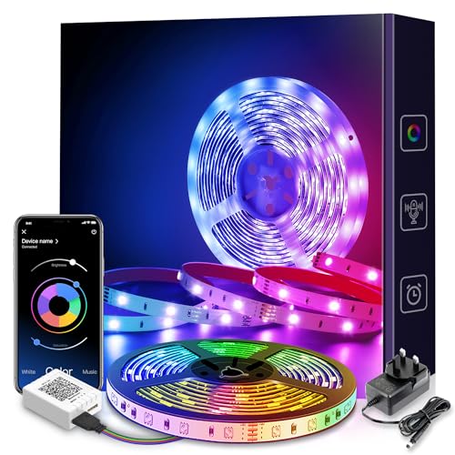 Mexllex LED Strip Lights 5m, RGB Color Changing Led Strip 5m with Remote Control,Timing Function, Music Sync Led Lights for Bedroom, Kids Room, Ceiling, Kitchen Party Decoration(1 roll of 5m) - 5M