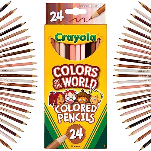 Crayola Colored Pencils 24 Pack, Colors of the World, Skin Tone Colored Pencils, 24 Colors - Colored Pencils