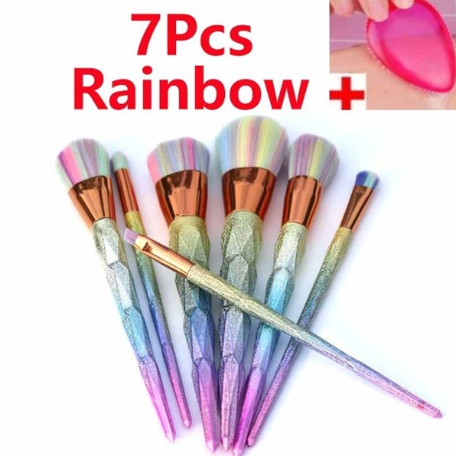 Glitter Rainbow Unicorn Brushes - 7pcs Rainbow