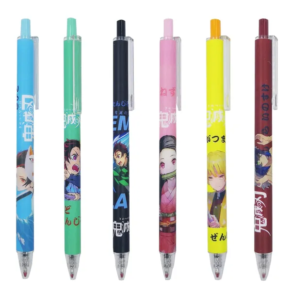 Anime Gel Ink Pens 6pcs 0.5mm Ballpoint Pens Press Writing Pen School Supplies Office Supplies (Guimie pen) - 