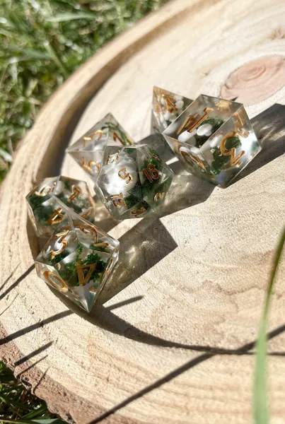 Mushrooms and Moss Glow In Dark  - DnD / Dungeons and dragons : resin 6 dice set or single