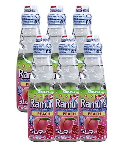 Sangaria Ramune, 6.76 Fluid Ounce (Peach, 6 Bottles)