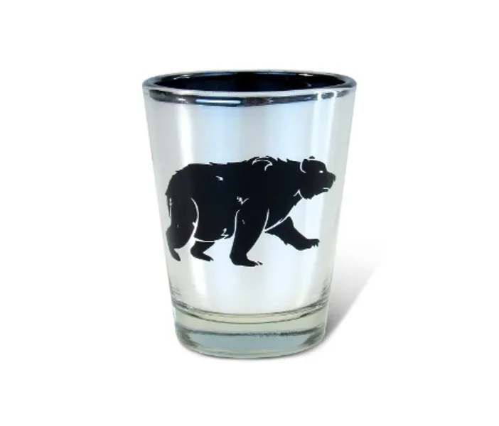 Puzzled Black Bear Silver Shot Glass, 1.70 Oz. Tequila Gin Cocktails Whisky Vodka Unbreakable Glassware Novelty Shot Glasses Handcrafted Drinkware Wildlife Animals Themed Home  Bar Tools Accessory