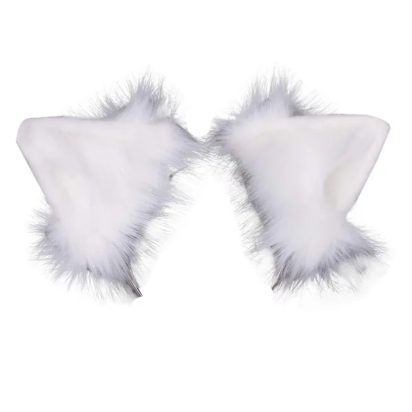 VIGVAN KYC Animal Ears Kawaii Plush Cat Ears Hair Clip Lolita Headdress Halloween Cosplay - White Hair Clip