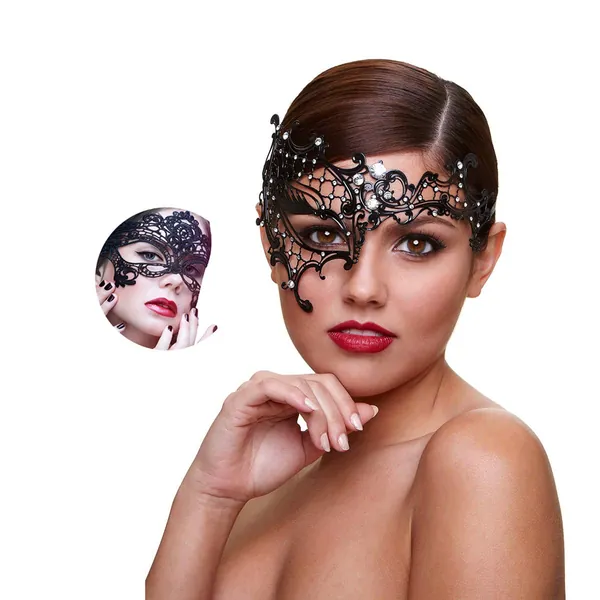 Masquerade Mask for Women Shiny Rhinestone Venetian Party Prom Ball Metal Mask - Half Face