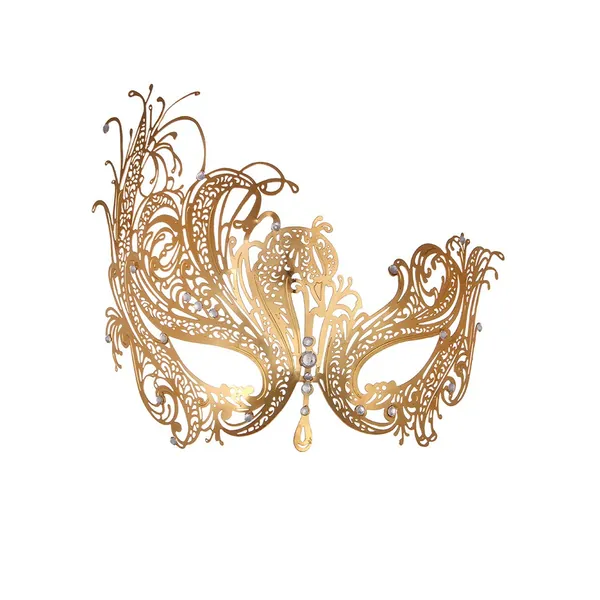 Masquerade Mask for Women Metal Mask Shiny Rhinestone Venetian Party Evening Prom Ball Mask Bar Costumes Accessory - Phoenix Gold