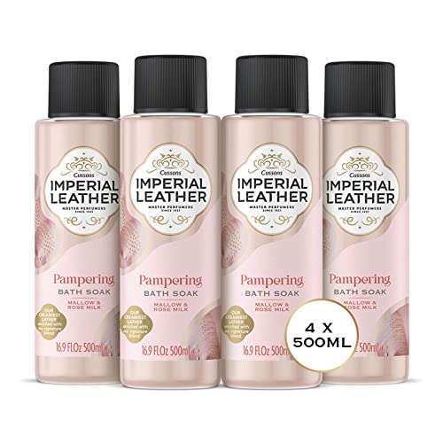 Imperial Leather Pampering Bath Soak, Mallow and Rose Milk, Rich and Creamy Bubble Bath, Gentle Skin Care, Bulk Buy, Pack of 4 x 500 ml - Mallow and Rose Milk - 500 ml (Pack of 4)