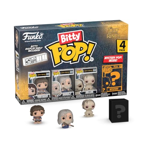 Funko Bitty Pop! Lord Of the Rings - Frodo 4PK​ and A Surprise Mystery Mini Figure - 0.9 Inch (2.2 Cm) - Lord Of the Rings Collectable - Stackable Display Shelf Included - Gift Idea