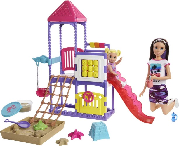 Barbie Skipper Babysitters Inc. Climb 'n Explore Playground Dolls & Playset, Toddler Doll, Moldable Sand & Accessories for Kids 3 to 7 Years, GHV89