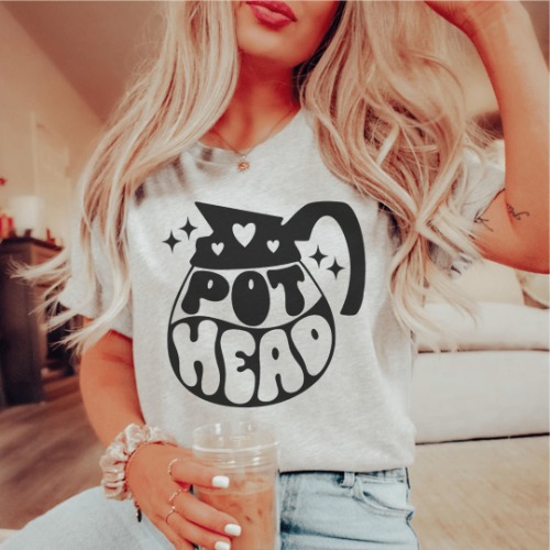 Pot Head Coffee Tee - Athletic Heather / S