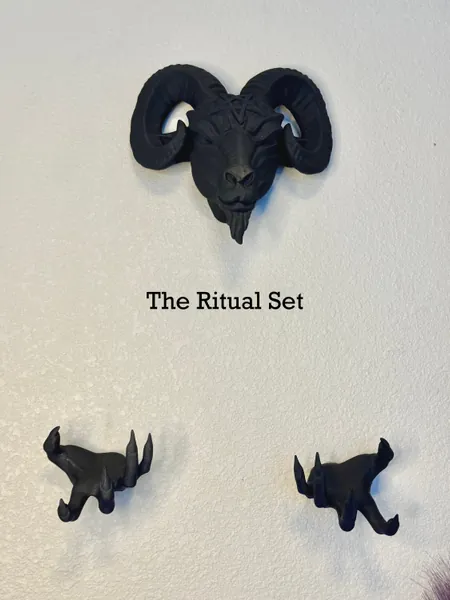 Wall-mounted Baphomet Head and Hands