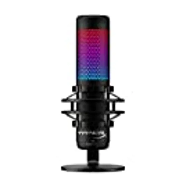 HyperX QuadCast S – RGB USB Condenser Microphone for PC, PS4, PS5 and Mac, Anti-Vibration Shock Mount, 4 Polar Patterns, Pop Filter, Gain Control, Gaming, Streaming, Podcasts, Twitch, YouTube, Discord