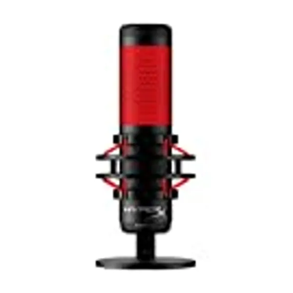 HyperX QuadCast - USB Condenser Gaming Microphone, for PC, PS4, PS5 and Mac, Anti-Vibration Shock Mount, Four Polar Patterns, Pop Filter, Gain Control, Podcasts, Twitch, YouTube, Discord, Red LED