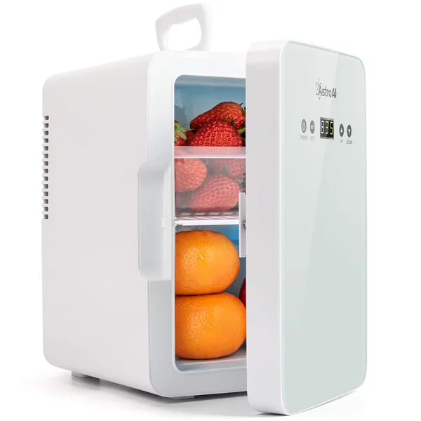 AstroAI Mini Fridge 6 Liter/8 Can Skincare Fridge for Bedroom - Upgraded Temperature Control Panel - AC/DC Thermoelectric Portable Cooler and Warmer for Gift, Skin Care, Foods, ETL Listed (White)