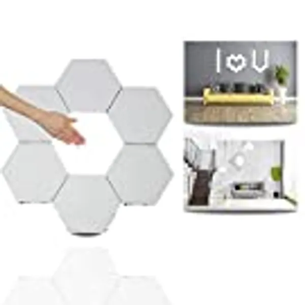 Hexagon LED Lights, Smart LED Wall Light Panels Touch Control Hexagonal Modular Light DIY Geometry Splicing Hex Light Hallway Night Light for Home Office Hotel Bar Gaming Setup Festive Gift, 6 Pack