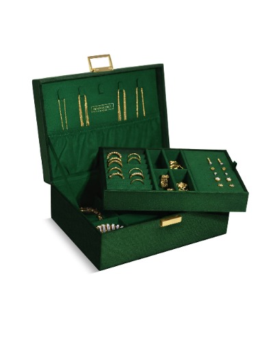 Benevolence LA Large Jewelry Box Organizer, Velvet Jewelry Boxes for Women | Large Jewelry Organizer for Earrings, Necklaces, Bracelets, and Rings | Jewelry Storage Organizer - Emerald - Emerald