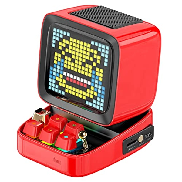 Divoom Ditoo Retro Pixel Art Game Bluetooth Speaker with 16X16 LED App Controlled Front Screen (RED)