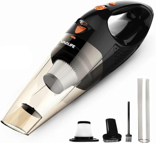 VacLife Handheld Vacuum, Car Vacuum Cleaner Cordless Powerful, Mini Portable Hand held Vacuums Cordless with 2 Filters, Light Orange (VL189) - Light Orange