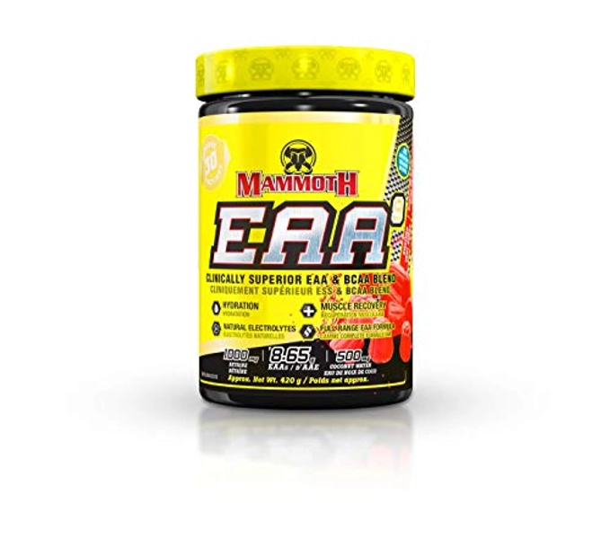 Mammoth EAA9, Performance EAA + BCAA, 6 g BCAA Blend, Full Spectrum EAA, High Leucine for Muscle Recovery, Natural Electrolytes - Coconut Water + Himalayan Sea Salt for Hydration, Sugar Free, Zero Calorie, 30 servings (Swedish Very Berry)