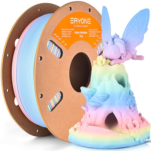 ERYONE Silk Dual Color Filament Bundle, PLA 3D Printer 1.75mm +/- 0.03mm, Silk Coextrusion PLA Filament 250gX4 Spools, Blue&Green, Red&Green, Red&Blue, Gold&Purple - Rainbow Matte Marcron