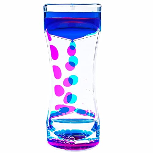Liquid Motion Bubbler Timer Colorful Oil Hourglass Liquid Sensory Toys ADHD Anxiety Autism Activity Fidget Toy Calm Stress Relief Desk Toys (Blue&Pink) - Blue&Pink