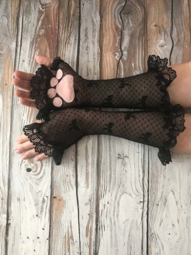 black lace kitty paws