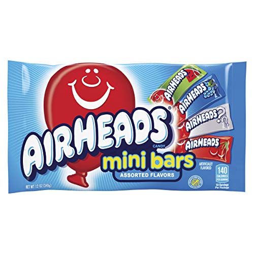 Airheads Candy, Variety Bag, Individually Wrapped Assorted Fruit Mini Bars, Party, Non Melting, 12oz (1 Bag) - Mixed-Fruit - 12 Ounce (Pack of 1)