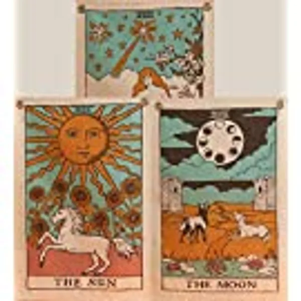 SheetKart The Sun, Moon and Star Tarot Tapestries - Aesthetic Bohemian Wall Hanging Tapestry for Bed Room Home Decor