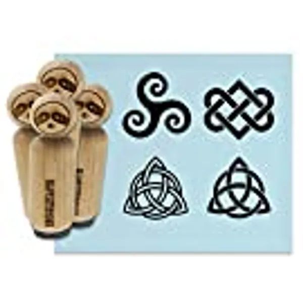 Celtic Symbols Triquetra Knot Triskele Spiral Rubber Stamp Set for Stamping Crafting Planners - 1/2 Inch Mini