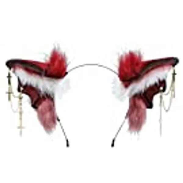 Loiahoer Bat Wing Fur Ears Headband Hairband Hairhoop Headwear Anime Halloween Cosplay Costume Fancy Dress Party