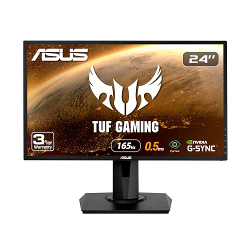 ASUS VG248QG 24" G-SYNC Gaming Monitor 165Hz 1080p 0.5ms Eye Care with DP HDMI DVI,Black - 24" 0.5ms 165Hz G-SYNC