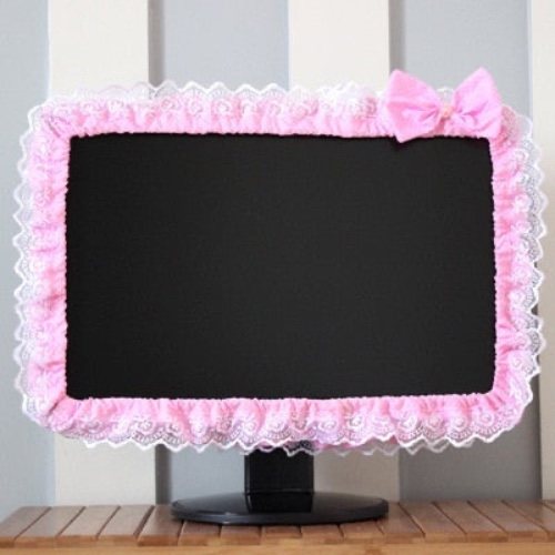 Ribbon & Bows Monitor Cover - Pink / 23-26 inches