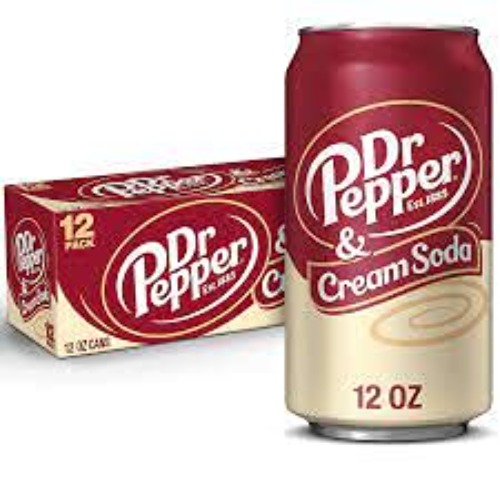 Dr Pepper & Cream Soda Cans - Flavored Soda Pop, Fridge Pack, Sparkling beverage -Carbonated Soft Drink with Caffeine- 12 FL Oz, (Pack of 12)