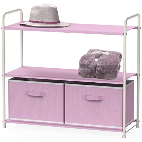 SimpleHouseware 3-Tier Closet Storage Organizer Units with 2 Drawers, Pink - Pink