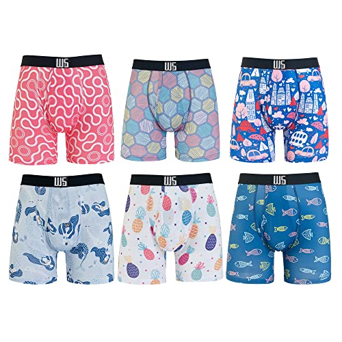 Warriors & Scholars | Mens Boxer Briefs | Boxer Briefs for Men Pack of 6 | Mens Boxer Briefs Underwear | Boys Boxer Briefs - Standard Pouch - 3X-Large - Pack Am95f