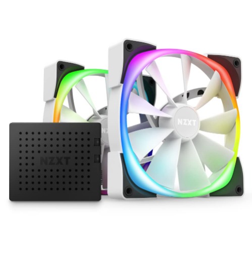 NZXT AER RGB 2-140mm - HF-2814C-DW - Personalizzazioni avanzate dell'illuminazione - Ventola LED RGB PWM - Ventole gemelle (controller di illuminazione INCLUSO) - Bianco