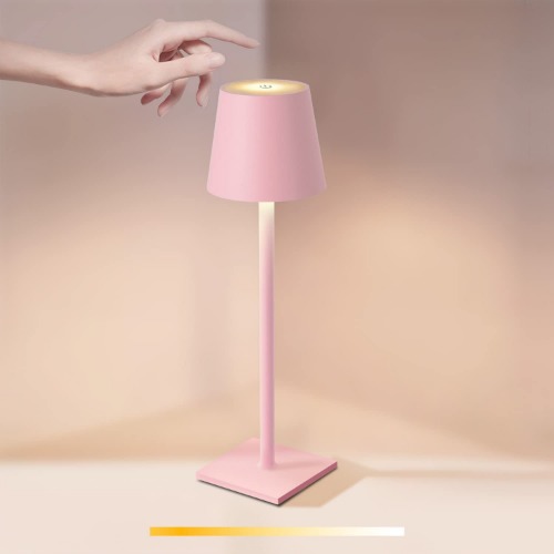 Lampada Da Tavolo Ricaricabile, m MU Lampada da Comodino Senza Fili, LED Dimmer, Interruttore Touch, per Ristoranti, Abat Tour da Comodino per Camera da Letto, Lampada da Scrivania per Lavoro|Rosa