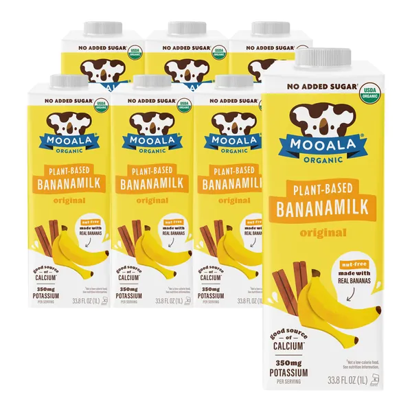 Mooala – Organic Bananamilk Variety Pack, 1L (Pack of 6) – Shelf-Stable, Non-Dairy, Nut-Free, Gluten-Free, Vegan & Plant-Based Beverage - Original 33.8 Fl Oz (Pack of 6)