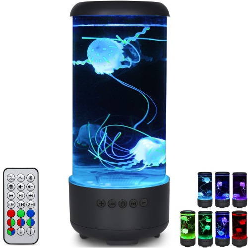Cosney Jellyfish Lava Lamp with Bluetooth White Noise Sound,33 LED Jellyfish Aquarium Light 7-Color Changing with 5 Levels Brightness Mood Lamps for Relaxing Decorating Great Gift for Kids Adults - Black