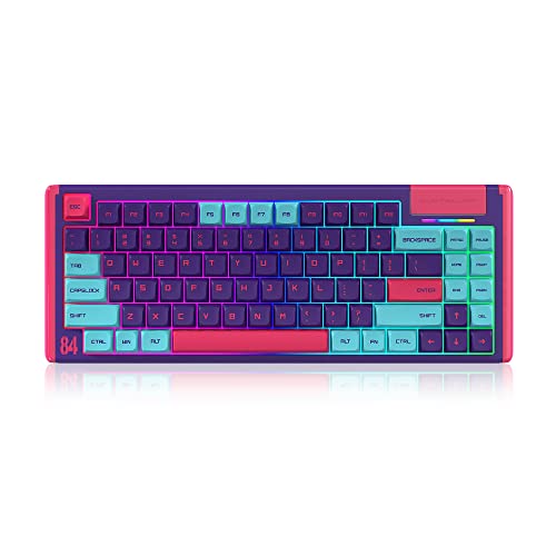 DUSTSILVER D84 Wireless 75% Cyberpunk Mechanical Keyboard with RGB, Hot Swappable, Bluetooth/2.4G/Type-C Connection, Gateron Blue Switches for Clicky and Responsive Typing - Hot-Swappable Blue Switch - Cyberpunk