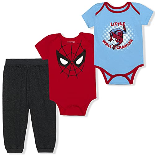Marvel Spiderman Boys’ Bodysuit and Jogger Set for Infant – Blue/Red/Black - Red - 9 Months