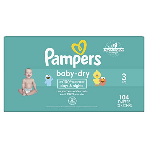 Pampers Baby Dry Diapers - Size 3, 104 Count, Absorbent Disposable Diapers - Size 3 - 104