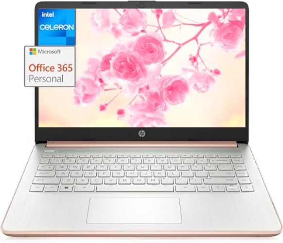 hp Stream 14 inch Laptop for Student and Business, Intel Quad-Core Processor, 16GB RAM, 320GB Storage (64GB eMMC + 256GB Card), 1-Year Office 365, Webcam, Long Battery Life, Win11 H - Rose Gold - 16GB RAM | 320GB