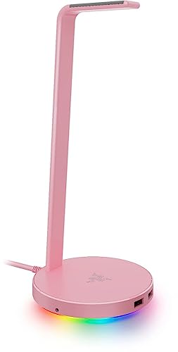 Razer Base Station V2 Chroma - Chroma Enabled Headset Stand with 3.1 USB Hub and 7.1 Surround Sound (2 USB 3.1 Ports, Intergrated Headset Stand, Non-Slip Base, Chroma RGB) Quartz Pink - Quartz Pink - Base Station V2 Chroma - Single