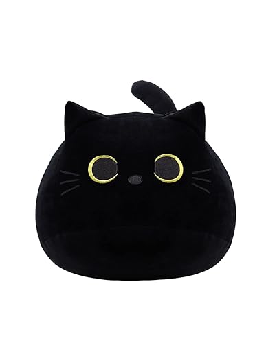 iBccly Black Cat Plush Toy: Soft, Stuffed Animal Pillow, Baby Sofa Decoration, Cat-shaped Design - Black