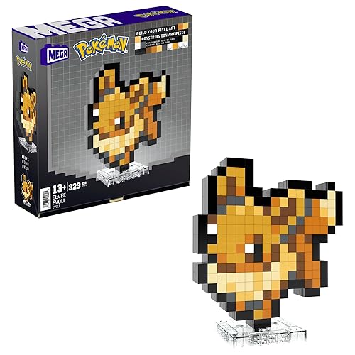 MEGA Pokemon Action Figure Building Set, Eevee with 323 Pieces and Pixel Retro Style, for Table or Wall Decor, Build & Display Toy for Collectors - Eevee