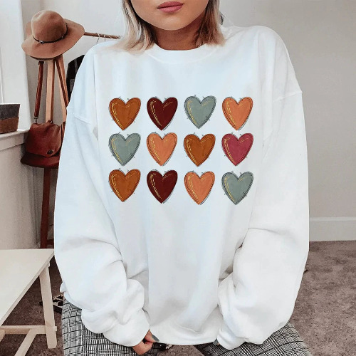 Fall Hearts Sweatshirt - White / 2XL