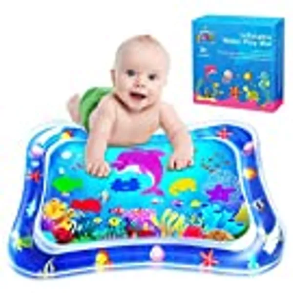 ZMLM Baby Tummy-Time Water Mat: Infant Christmas Toy Gift Activity Play Mat Inflatable Sensory Playmat Babies Belly Time Pat Indoor Small Pad for 3 6 9 Month Newborn Boy Girl Toddler Fun Game
