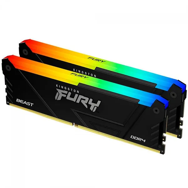 Memória RAM Kingston Fury Beast, RGB, 32GB (2x16GB), 3600MHz, DDR4, CL18, Preto - KF436C18BB2AK2/32
