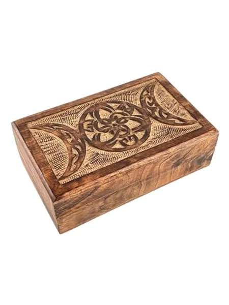 S.B.ARTS Premium Wooden Mini Jewellery Box Celtic Moon Design-Trinket Box for Ladies-Jewellery Storage Case-Antique Look-Traditionally Handcrafted-Home Decor Accessories-Ideal Gift for Women, White - Celtic